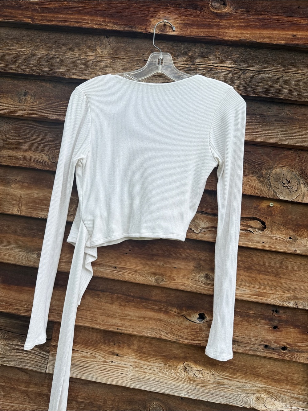 Naked wardrobe cropped faux wrap top long sleeve - Picture 4 of 4